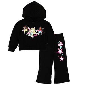 Barbie Girls 4-6X 2-Piece Fleece Hoodie Set, Black Hoodie + Pants